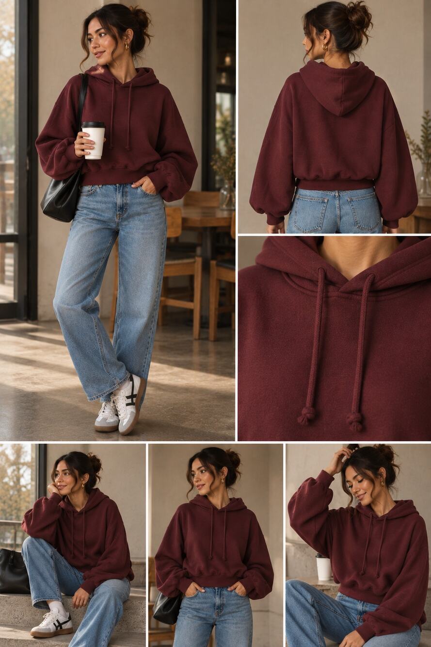 YFB Oversized Red Wine Hoodie Plum Dolman Sleeve S/M Romantic Goth Witchy